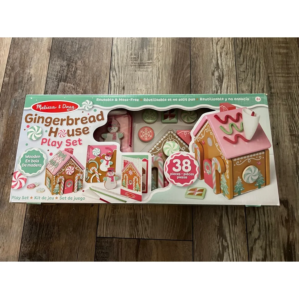 NEW Melissa & Doug Gingerbread House Play Set One Size Brown Pink